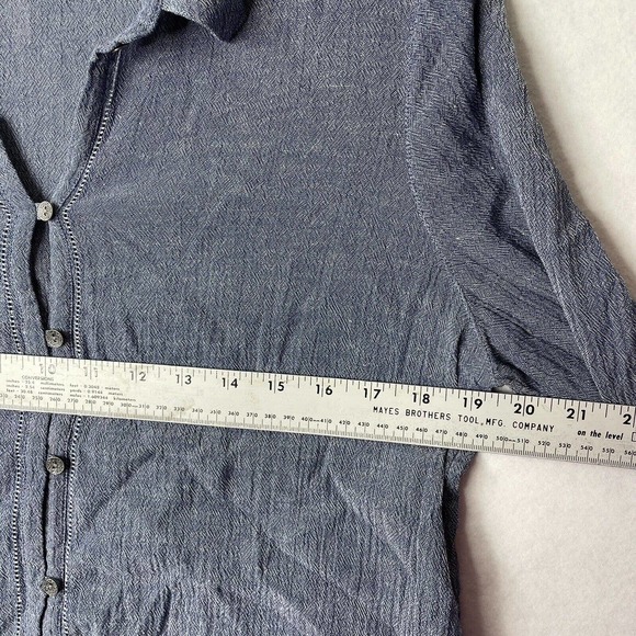J. Jill Womens Size Medium Missy Blue Chambray Longline Tunic Henley Top - Picture 8 of 12
